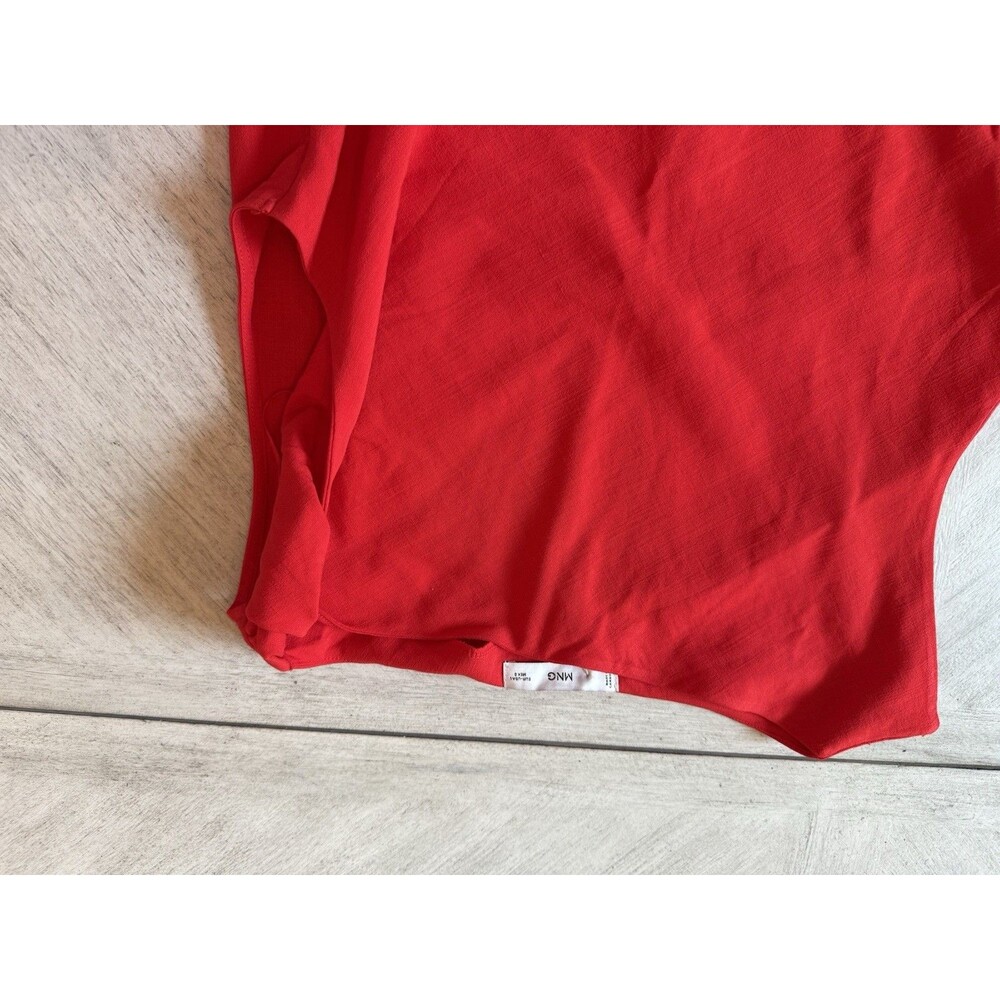 Mango Womens Red Twist Detail Sleeveless Cotton Top Size L NEW - Picture 10 of 12